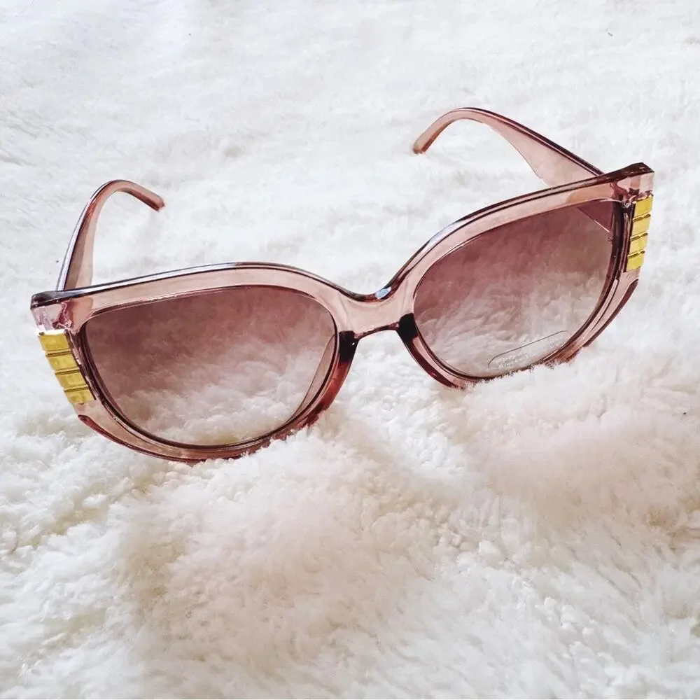 Rosy Clear Pink Cat Eye Oversized Sunglasses